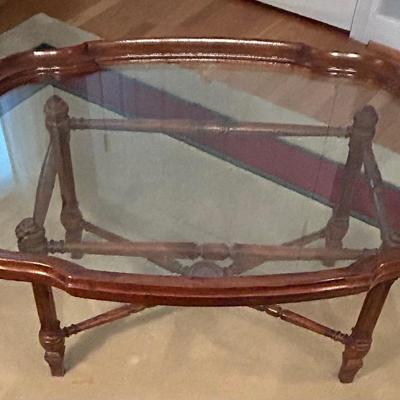 Vintage Wood And Glass Coffee/Cocktail Table