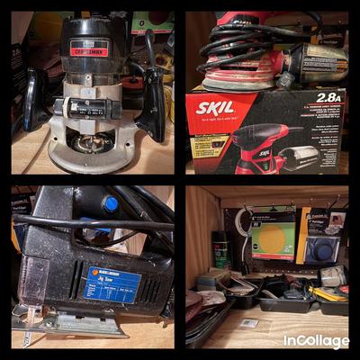 Skill 5” Orbit Sander, Craftsman Router Saw, Black & Decker Jig Saw