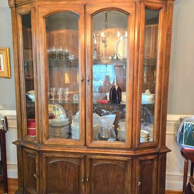 Vintage China Cabinet Beveled Glass 