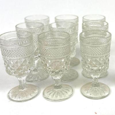 Vintage Anchor Hocking Wexford Glass Claret Goblets - Set of 9