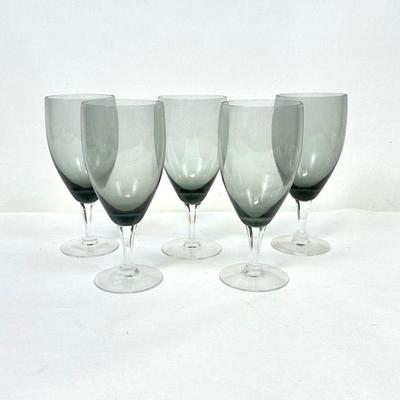 Vintage Fostoria Debutante Smoked Wine Goblets Set of 6