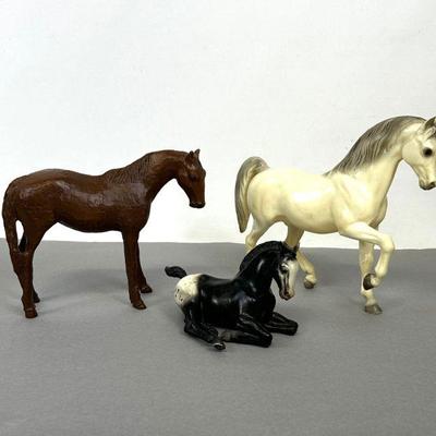 Vintage Horse Figurines - 2 Breyer & 1 Pecan Shell/Resin Draft Horse