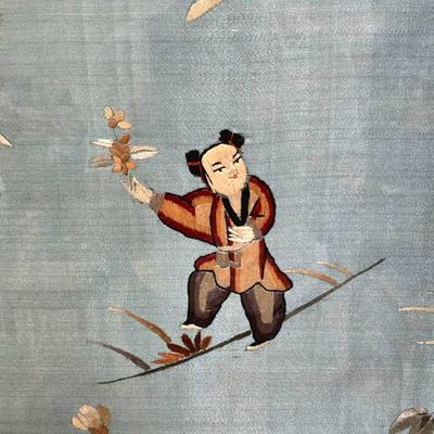 Large Vintage Framed Chinese Silk Embroidery 3' x 5' 