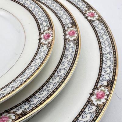 Antique Noritake Chanbard 5 Piece Place Setting - Set of 2 - Elegant 1920s Art Deco Porcelain