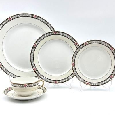 Antique Noritake Chanbard 5 Piece Place Setting - Set of 2 - Elegant 1920s Art Deco Porcelain