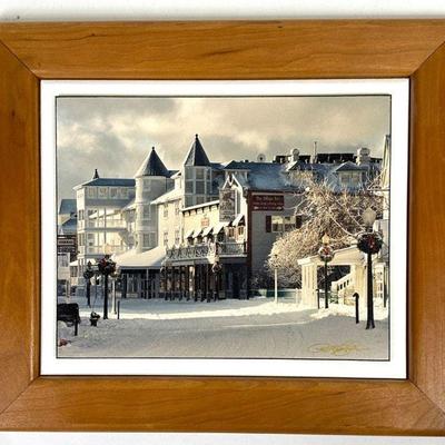 Vintage Photo Snowy Street Scene - Mackinac Island Michigan - Signed by Photographer
