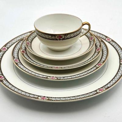 Antique Noritake Chanbard 5 Piece Place Setting - Set of 2 - Elegant 1920s Art Deco Porcelain