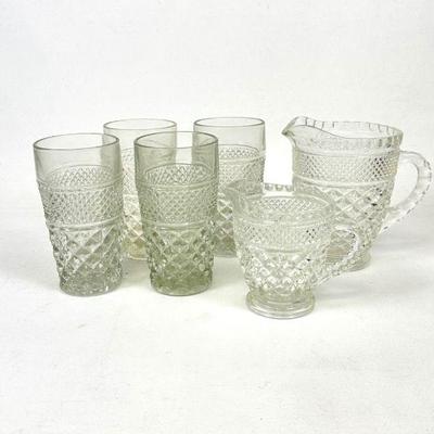 Vintage Anchor Hocking Wexford Glass Tumblers & Creamers