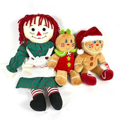 Vintage Raggedy Ann Doll & Dan Dee Gingerbread Boy & Girl - New with tags