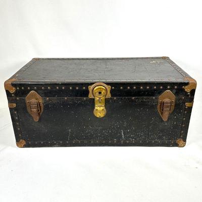 Vintage Black Steamer Trunk