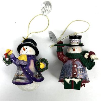 Vintage Thomas Kinkaid Snowman Ornaments