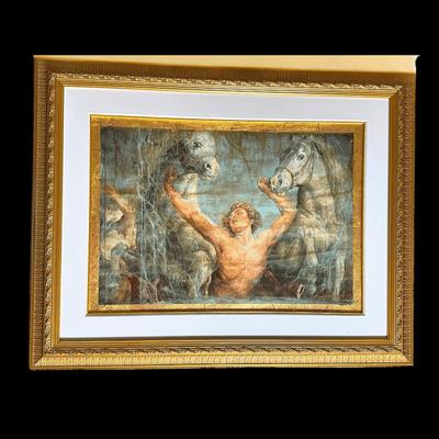 Tomasz Rut Embellished Giclee "Man With Two Horses"