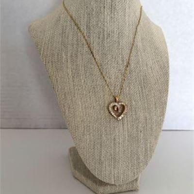14K Gold Chain & Gold Over Sterling Heart Pendant .jpg