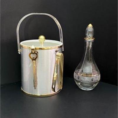 Mid Century Ice Bucket & Glass Decanter .jpg