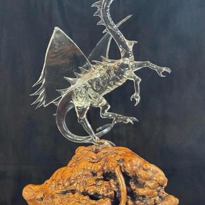 Hand Blown Glass Dragon, Signed By The Artist 
