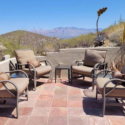 Four Patio Chairs & 3 Tables 