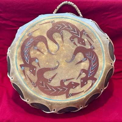 Native American Hand Painted “lizard” Drum 