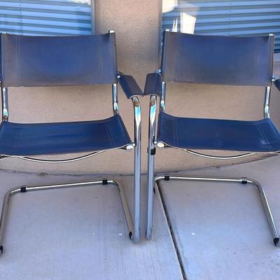 Chrome And Leather Chairs 