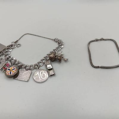 Tourist Charm Bracelet & Love Bracelet-some Sterling Pieces