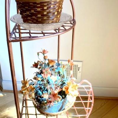 Copper Colored Flower Stand With Sundries 