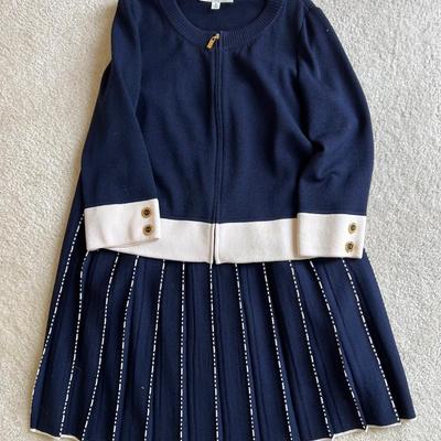 Vintage Navy & White St. Johns Skirt & Zip-up Top Size 4