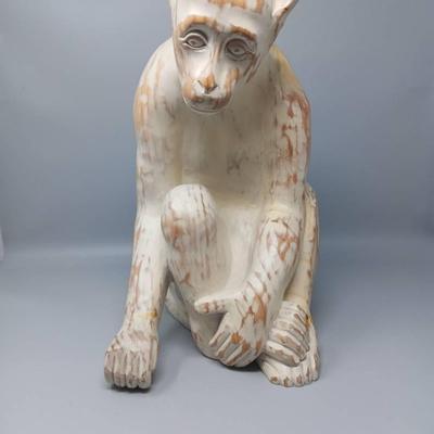 Painted Wood Monkey Sculpture 