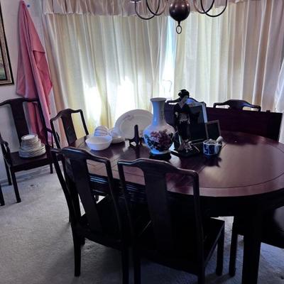 ASIAN STYLE TABLE & 8 CHAIRS