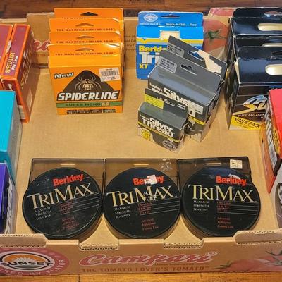 Huge 32 Piece NOS Fishing Line Lot All New In Original Boxes 4 Lb. To 30 Lb. Test 