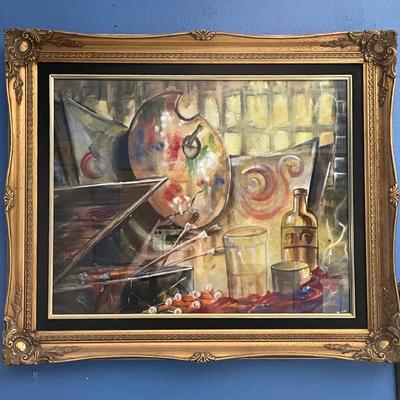 Original Watercolor By Calvin Winebrenner Set In Ornate Gold Frame
