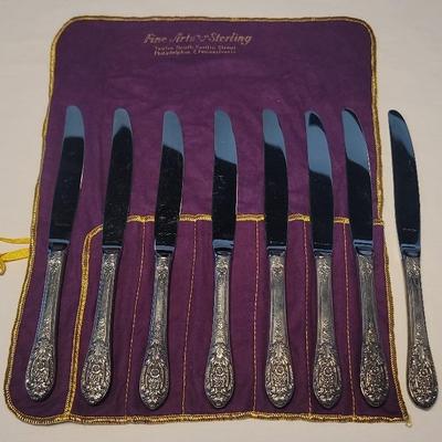 8 Piece Sterling Knife Set Fine Arts International Crown Princess 