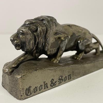 Lion Advertising Paperweight For Cook & Son Ambulance Service