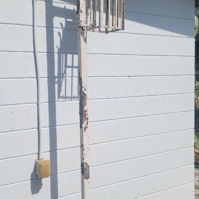 Tall 1920s Metal Cage Light with Original Pole 110 1/2" 