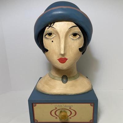 Flapper Lady Counter Display Head w/ Drawer Victor Vassier Paris