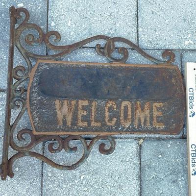 Double Sided Embossed Metal WELCOME Sign Vintage