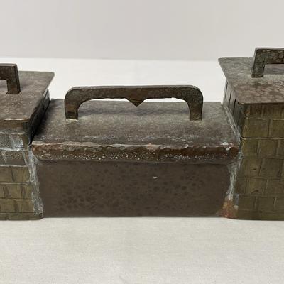 Medieval Castle Wall Inkwell / Trinket Holder Metal