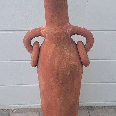 Tall Clay Decorative Vase with Handles 39"