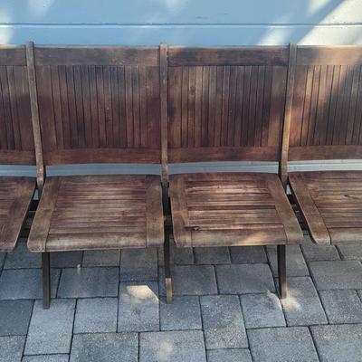 Early 1900s Wood Foldable Theater Seating