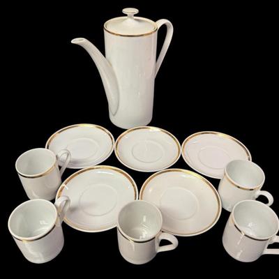 Miniature White & Gold Porcelain Coffee Set – 11-Piece Elegant Display