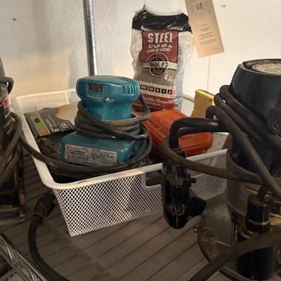 Woodworking Tool Lot – Routers, Sanders, Steel Wool & Sanding Discs