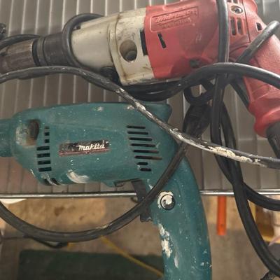 Lot of 2 Tested Corded Power Drills – Makita & Milwaukee 