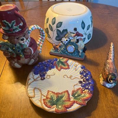 Fitz and Floyd Holiday Pitcher & Decor Lot – Hand-Painted Ceramics & Collectibles