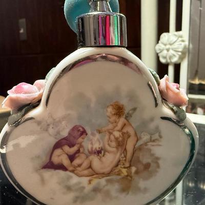 Vintage Dresden Porcelain Perfume Atomizer – Cherubs & Roses 