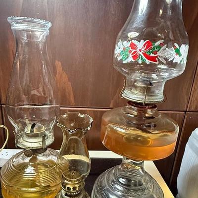 Vintage Glass Oil Lamps – Lot of 3