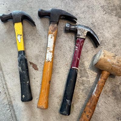 Lot of 4 Hammers – Claw Hammers & Rubber Mallet Assortment