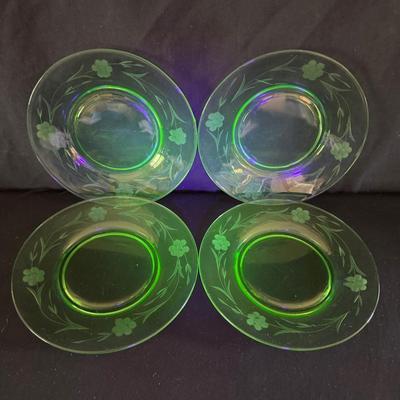 Etched Floral Uranium Glass
