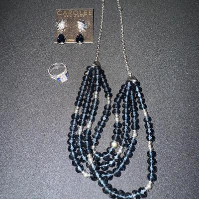 Navy Silver CZ Set