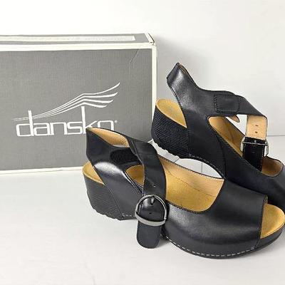 New Dansko Tiana Burnished Calf Black Sandals Size 41 In Box
