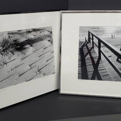 Chuck Bress Signed Black & White Photographs "Chincoteaqua Patter" & "Grasses At The Beach" , 20x16