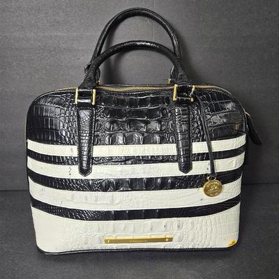 New Brahmin Vivian Black Corsica Genuine Leather Handbag