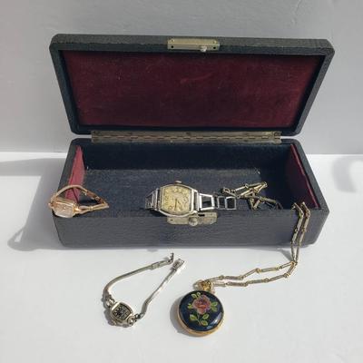 Four Vintage Watches-Bulova, Elgin, Hamilton, Sheffield Pocket Watch